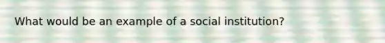 What would be an example of a social institution?