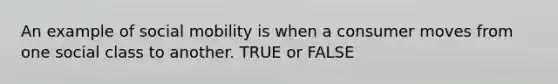 An example of social mobility is when a consumer moves from one social class to another. TRUE or FALSE