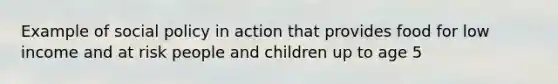 Example of social policy in action that provides food for low income and at risk people and children up to age 5