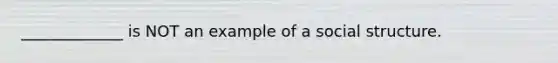 _____________ is NOT an example of a social structure.