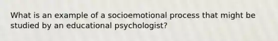 What is an example of a socioemotional process that might be studied by an educational psychologist?