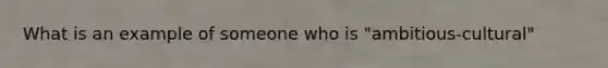 What is an example of someone who is "ambitious-cultural"