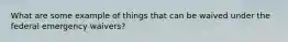 What are some example of things that can be waived under the federal emergency waivers?