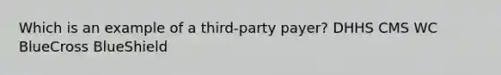 Which is an example of a third-party payer? DHHS CMS WC BlueCross BlueShield