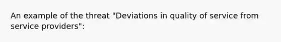 An example of the threat "Deviations in quality of service from service providers":