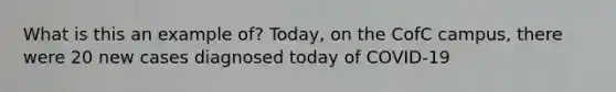What is this an example of? Today, on the CofC campus, there were 20 new cases diagnosed today of COVID-19