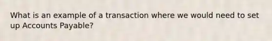 What is an example of a transaction where we would need to set up Accounts Payable?