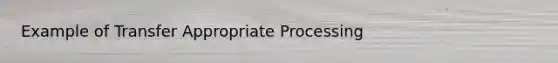 Example of Transfer Appropriate Processing