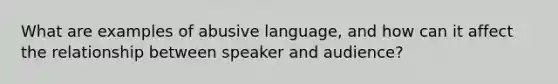 What are examples of abusive language, and how can it affect the relationship between speaker and audience?