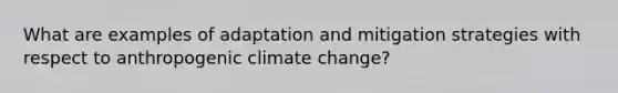 What are examples of adaptation and mitigation strategies with respect to anthropogenic climate change?