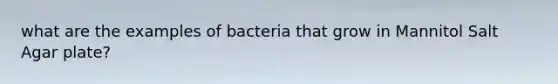 what are the examples of bacteria that grow in Mannitol Salt Agar plate?