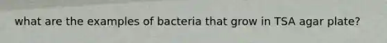 what are the examples of bacteria that grow in TSA agar plate?