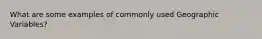 What are some examples of commonly used Geographic Variables?