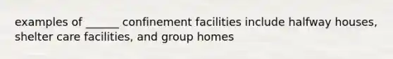 examples of ______ confinement facilities include halfway houses, shelter care facilities, and group homes