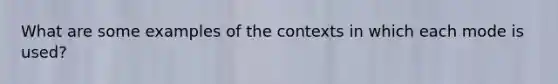 What are some examples of the contexts in which each mode is used?