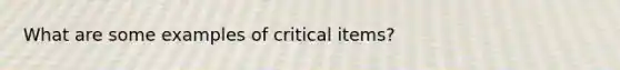 What are some examples of critical items?