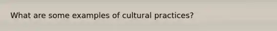 What are some examples of cultural practices?