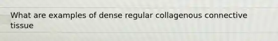 What are examples of dense regular collagenous <a href='https://www.questionai.com/knowledge/kYDr0DHyc8-connective-tissue' class='anchor-knowledge'>connective tissue</a>