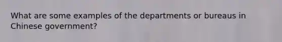 What are some examples of the departments or bureaus in Chinese government?