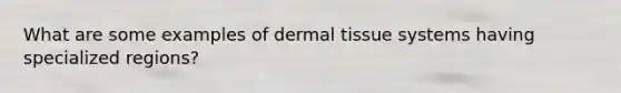 What are some examples of dermal tissue systems having specialized regions?