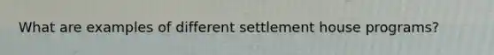 What are examples of different settlement house programs?