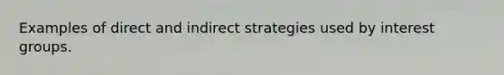 Examples of direct and indirect strategies used by interest groups.