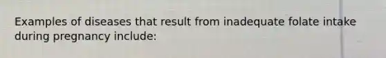 Examples of diseases that result from inadequate folate intake during pregnancy include: