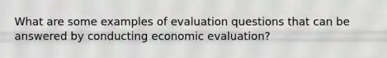 What are some examples of evaluation questions that can be answered by conducting economic evaluation?