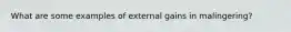 What are some examples of external gains in malingering?