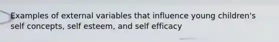 Examples of external variables that influence young children's self concepts, self esteem, and self efficacy