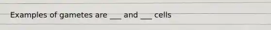 Examples of gametes are ___ and ___ cells