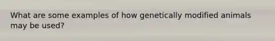 What are some examples of how genetically modified animals may be used?