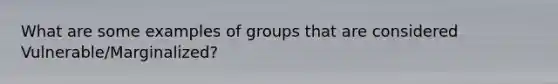 What are some examples of groups that are considered Vulnerable/Marginalized?