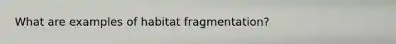 What are examples of habitat fragmentation?