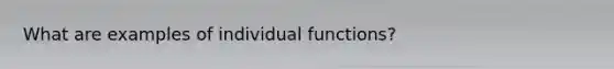 What are examples of individual functions?