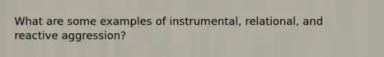 What are some examples of instrumental, relational, and reactive aggression?