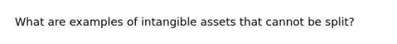 What are examples of <a href='https://www.questionai.com/knowledge/kfaeAOzavC-intangible-assets' class='anchor-knowledge'>intangible assets</a> that cannot be split?