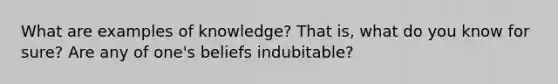 What are examples of knowledge? That is, what do you know for sure? Are any of one's beliefs indubitable?