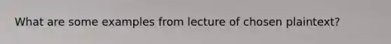 What are some examples from lecture of chosen plaintext?