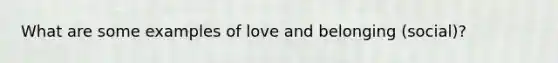 What are some examples of love and belonging (social)?