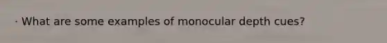 · What are some examples of monocular depth cues?