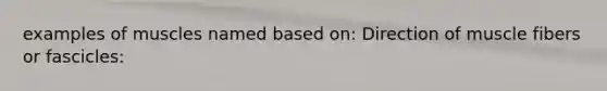 examples of muscles named based on: Direction of muscle fibers or fascicles: