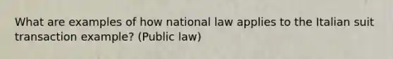 What are examples of how national law applies to the Italian suit transaction example? (Public law)