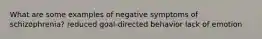 What are some examples of negative symptoms of schizophrenia? reduced goal-directed behavior lack of emotion