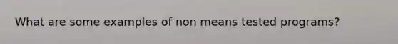 What are some examples of non means tested programs?