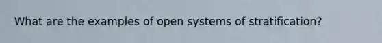 What are the examples of open systems of stratification?