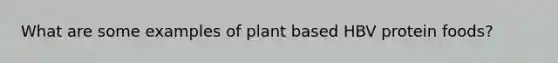 What are some examples of plant based HBV protein foods?