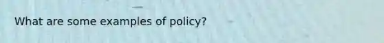 What are some examples of policy?