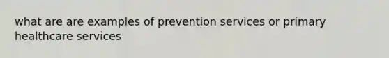 what are are examples of prevention services or primary healthcare services