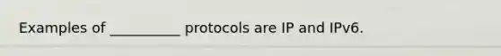 Examples of __________ protocols are IP and IPv6.